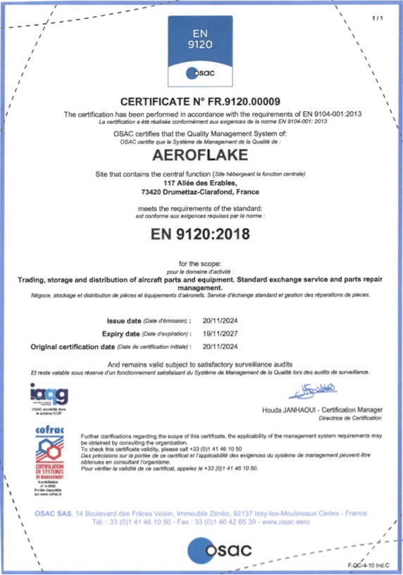 EN 9120 Certification – AEROFLAKE