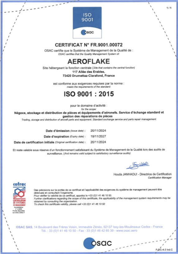 ISO 9001 Certification – AEROFLAKE